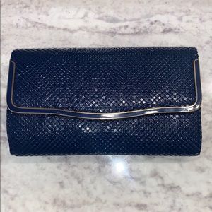 Blue sequin evening clutch / crossbody bag